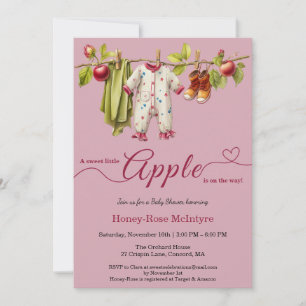 Söt lilla äpple-babyshower Rustik höstbabyshower Inbjudningar