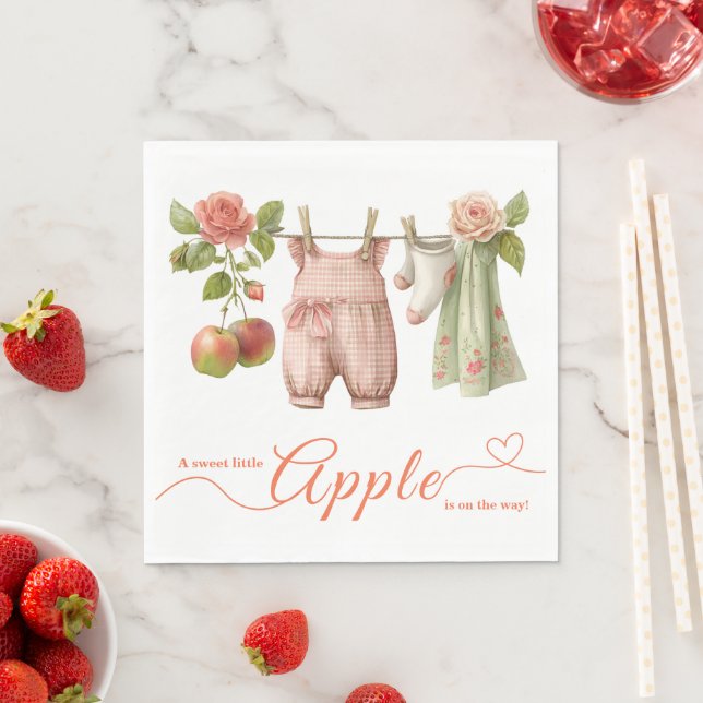 Söt lilla äpple-babyshower | Rustik höstbabyshower Pappersservett (Insitu)