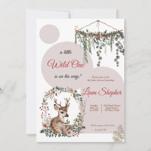 Söt lilla Äventyr Woodland-Theter Baby Shower Inbjudningar