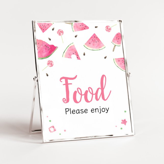 Söt lilla Baby-vattenmelonbabyskor Poster (Watermelon Sweet Little Baby Shower Food Sign)