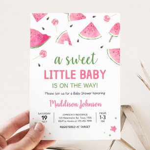 Söt lilla Baby Watermelon Baby Shower Inbjudningar