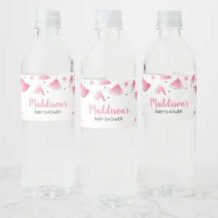 Söt lilla Baby Watermelon Baby Shower Vattenflaskor Etikett