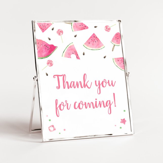 Söt lilla Baby Watermelon Tack för att du kom Poster (Watermelon Sweet Little Baby Shower Thank you for Coming Sign)