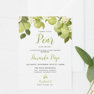 Söt lilla barnskor för Pear Baby Shower Inbjudningar