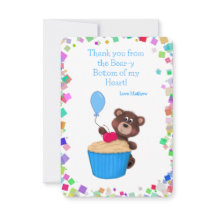 Söt Lilla Björn Blå Cupcake Födelsedag
