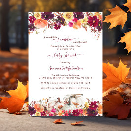 Söt lilla Blommigten Pumpkin Fall Baby Shower Inbjudningar