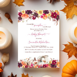 Söt lilla Blommigten Pumpkin Fall Baby Shower Inbjudningar