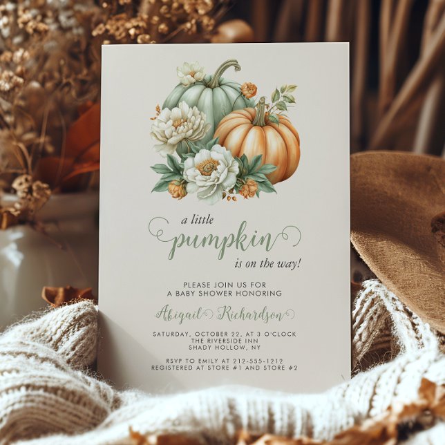 Söt lilla Blommigten Pumpkin Fall Baby Shower Inbjudningar (Skapare uppladdad)