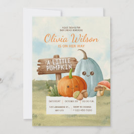 Söt lilla Boo Halloween-pumpa Bebis-bad Invitation Inbjudningar