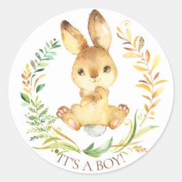 Söt lilla bunny Det är en Boy Favor Sticker Runt Klistermärke