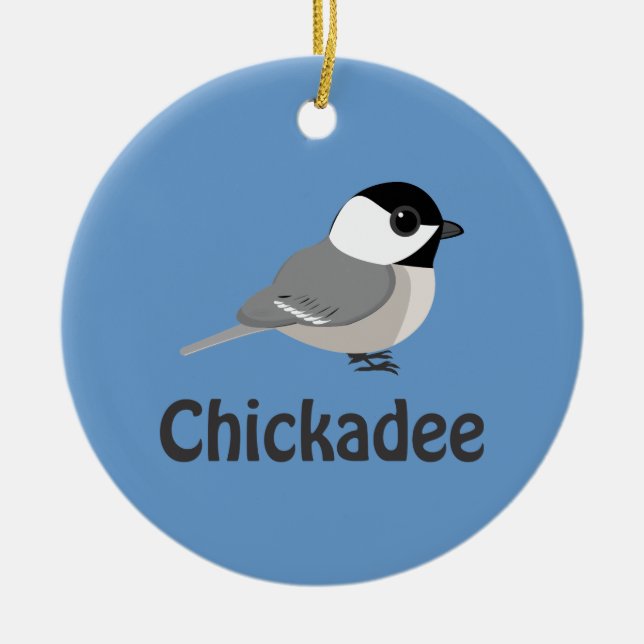 Söt lilla Chickadee Julgransprydnad Keramik (Framsidan)