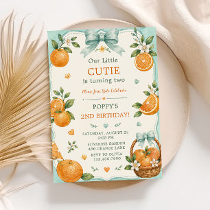 Söt lilla Cutie Orange Citrus 2-årsdag Inbjudningar