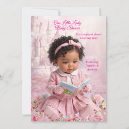 Söt lilla dam pink flicka baby shower bok etnisk inbjudningar
