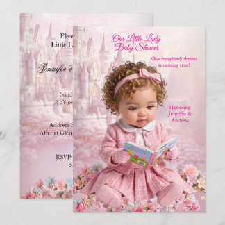 Söt lilla dam pink flicka bebis dusj bok inbjudningar