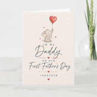 Söt lilla elefant första fars dag-kort kort