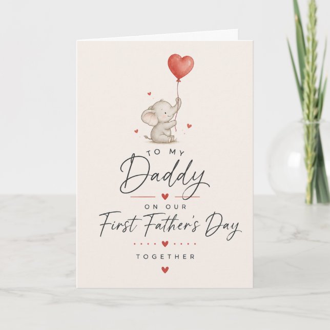 Söt lilla elefant första fars dag-kort kort (Framsida)