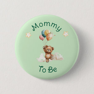 Söt lilla en på väg Grön baby shower Knapp