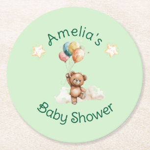 Söt lilla en på Way Grönt Baby Shower Underlägg Papper Rund