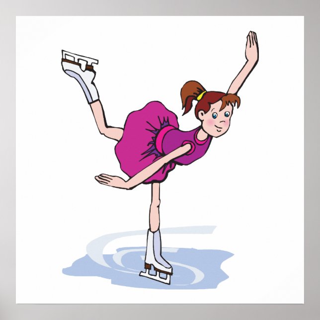 Söt lilla flicka figur skater snurrande poster (Framsidan)