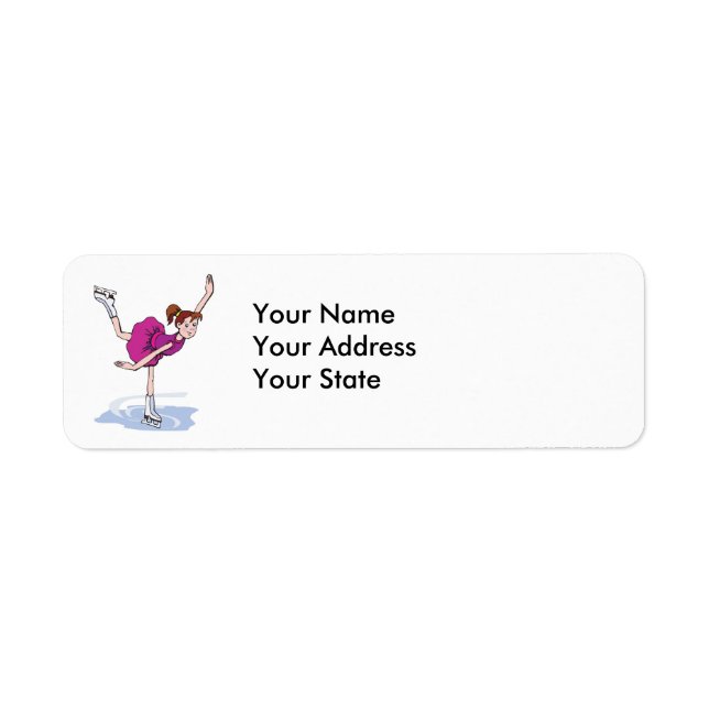 Söt lilla flicka figur skater snurrande returadress etikett (Framsidan)