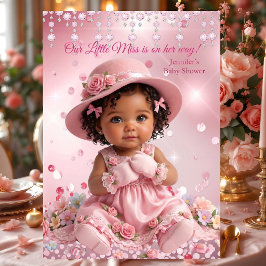 Söt lilla fröken rosa flicka baby shower etniskt inbjudningar