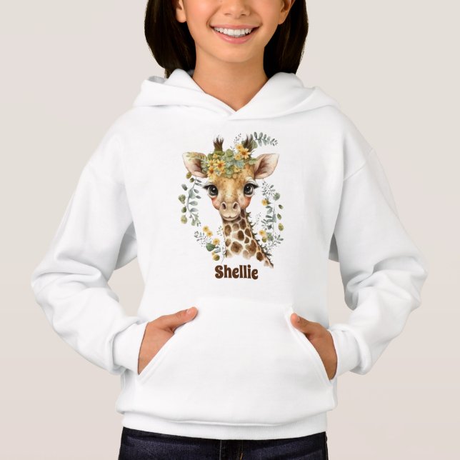 Söt lilla giraffe älskare lägg till namn t shirt (Framsida)