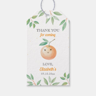 Söt lilla gullig orange gingham-bebisfest presentetikett