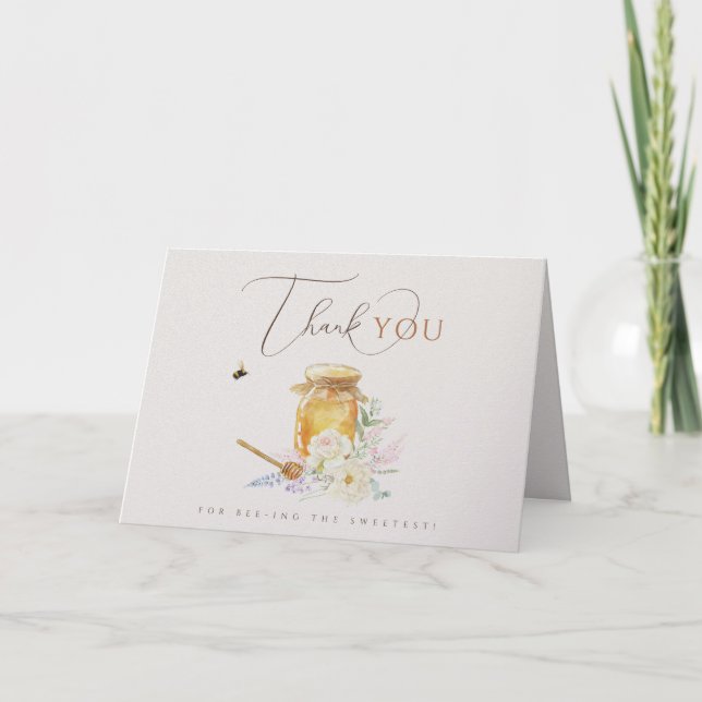 Söt Lilla Honey Baby Shower Tack Kort (Framsida)
