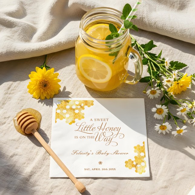 Söt lilla honung på sättet att visa sig vara babys pappersservett (Sweet Little Honey On The Way Bee Baby Shower Napkins)