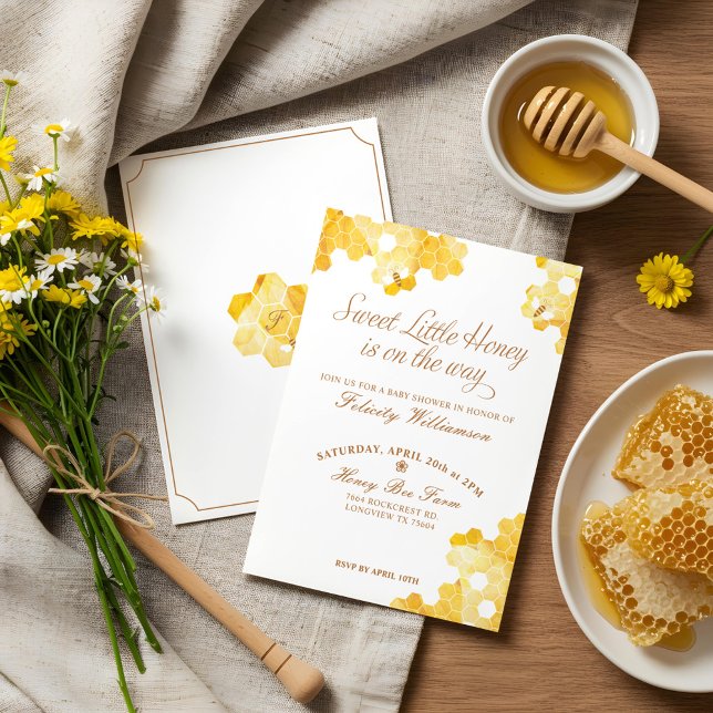 Söt lilla honung på vägen | Bee Baby Shower Inbjudningar (Sweet Little Honey On The Way | Bee Baby Shower Invitation)