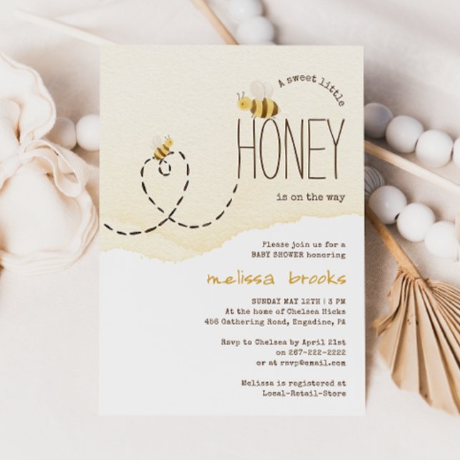 Söt lilla honung på vägen | Bee Baby Shower Inbjudningar (Skapare uppladdad)