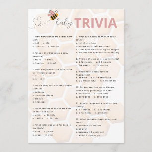 Söt lilla honungsbaby Baby Shower Baby Trivia Anteckningskort
