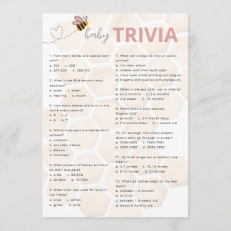 Söt lilla honungsbaby Baby Shower Baby Trivia Anteckningskort