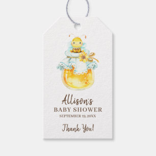 Söt lilla honungsbi Baby Shower Förmån Gåvokort Presentetikett