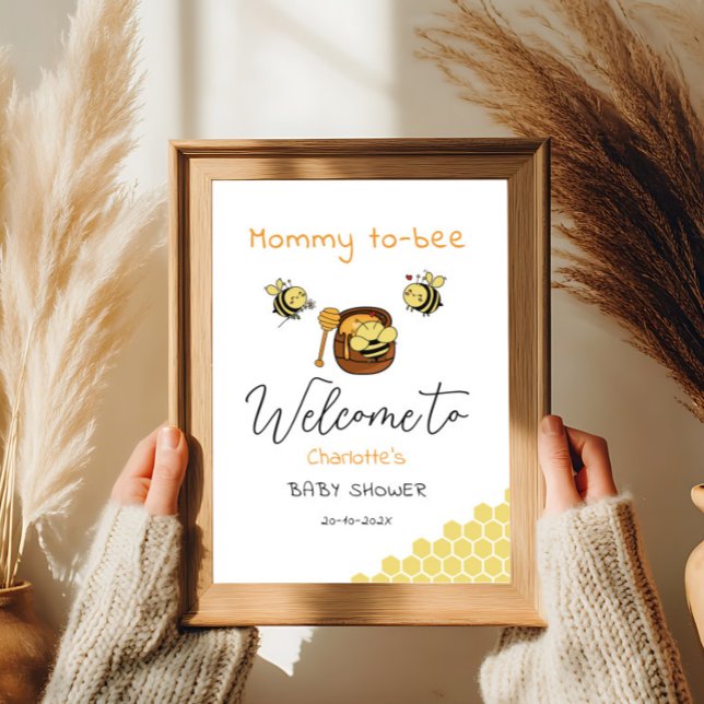 Söt lilla honungsbi med sött honungsbaby välkommen poster (Skapare uppladdad)