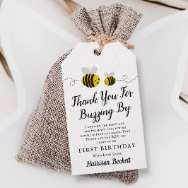 Söt lilla honungsbin 1:a födelsedag Tack Presentetikett