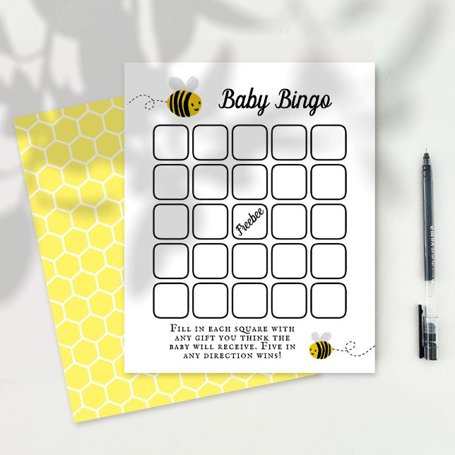Söt lilla honungsbin Baby Shower Bingo (Skapare uppladdad)