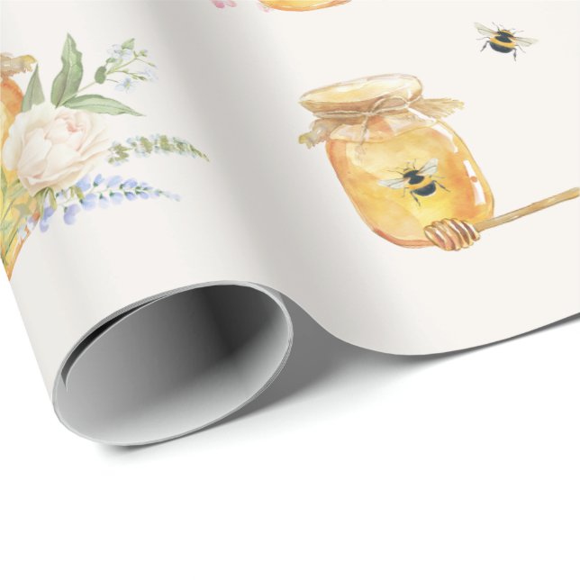 Söt lilla honungsmam till Bee Baby Shower Presentpapper (Rullad Hörn)