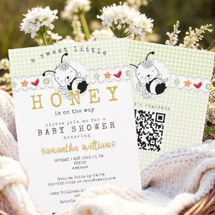 Söt lilla honungsrutiga bin Babee Baby Shower Inbjudningar
