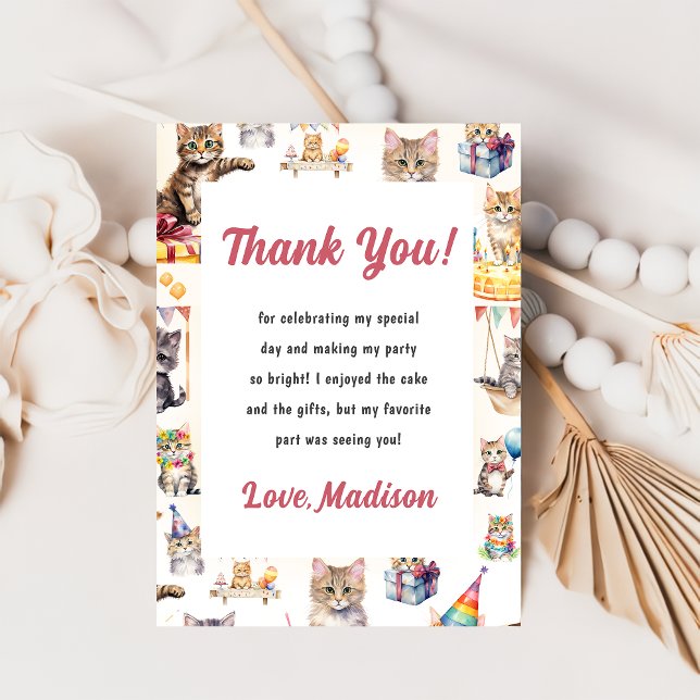 Söt lilla katt födelsedag Party Inbjudan (Skapare uppladdad)