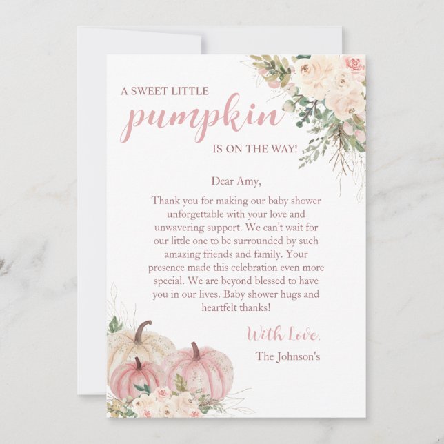 Söt lilla knumpkin Höstbabyskor Tack Kort (Framsida)