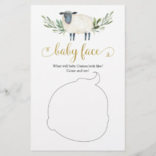 Söt lilla Lamb Greenery Baby Shower Baby Ansikte