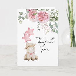 Söt lilla Lamb Rosa ros greenery-foto Tack Kort