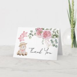 Söt lilla Lamb Rosa ros greenery-foto Tack Kort