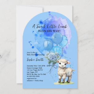 Söt lilla lamm Babyskor Blue Hydrangea Arch Inbjudningar