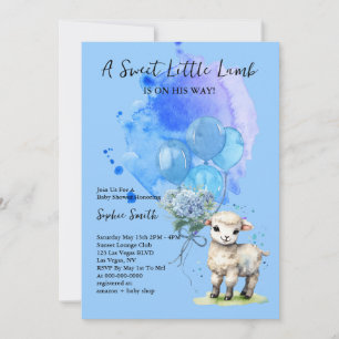 Söt lilla lamm Babyskor Blue Hydrangea Inbjudningar
