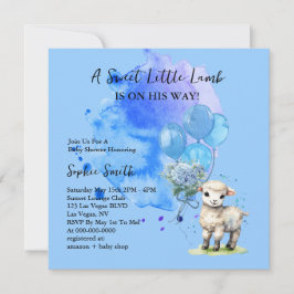 Söt lilla lamm Babyskor Blue Hydrangea Inbjudningar