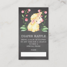 Söt lilla lamm Babyskor Diaper Raffle Biljett