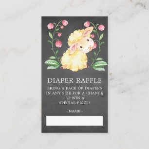 Söt lilla lamm Babyskor Diaper Raffle Biljett Tilläggskort