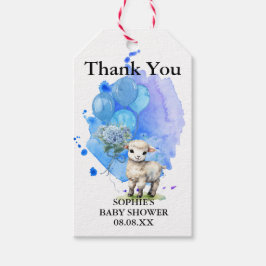 Söt Lilla Lamm Blå Hortensia Ballong Presentetikett